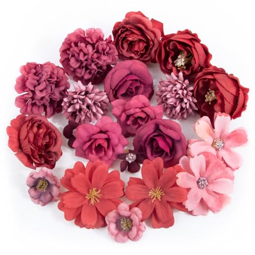 BOFUNX 20 Stücke Kunstblumen Blumenköpfe Künstliche Blumen Mini Blütenköpfe für Hochzeit Home Basteln Scrapbooking Deko (E) von BOFUNX