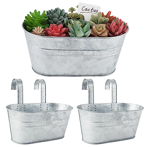 BOFUNX 2pcs Hängetöpfe Set Vintage Pflanztopf Blumentopf Übertopf mit Haken Balkon Blumentopf Hängend für Dekotation Balkon Draussen Innenwand Garten Wand (Garden Eisenblech 27×14×24.5cm) von BOFUNX