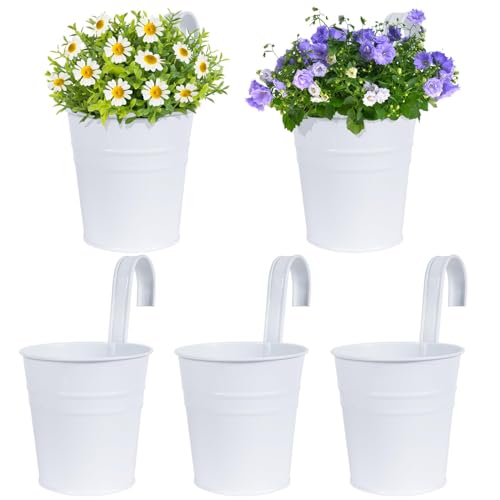 BOFUNX 5er Set Hängender Blumentopf Metall Vintage Style Balkon Hängetöpfe Blumentöpfe zum Aufhängen mit Haken Für Dekotation Balkon Draussen Innenwand Garten Wand(Ø 10/7.5cm, H 16.5cm) von BOFUNX