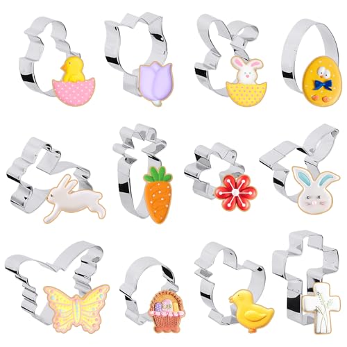 BOFUNX Ostern Ausstecher Set 12 Stück Ausstechformen Ostern Set Keksausstecher Plätzchenbacken Ostern für Backen DIY Ostergeschenk von BOFUNX