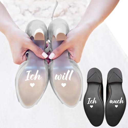 BOFUNX Schuhaufkleber Hochzeit Ich will Ich auch Schuhsticker Selbstklebend Aufkleber für Hochzeitsschuhe Geschenkidee für Brautpaare von BOFUNX