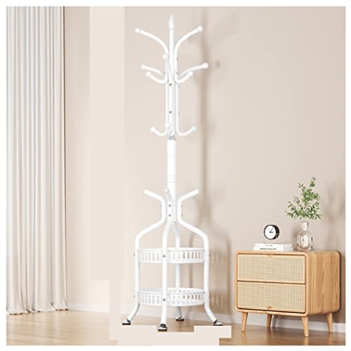 Garderobenständer Freistehender Garderobenständer Aus Metall Mit Haken Und 2-stöckigen Aufbewahrungsregalen Industrieller Kleiderbügel In Baumform Kleiderständer ( Color : White , Size : 34*189cm ) von BOGAZY