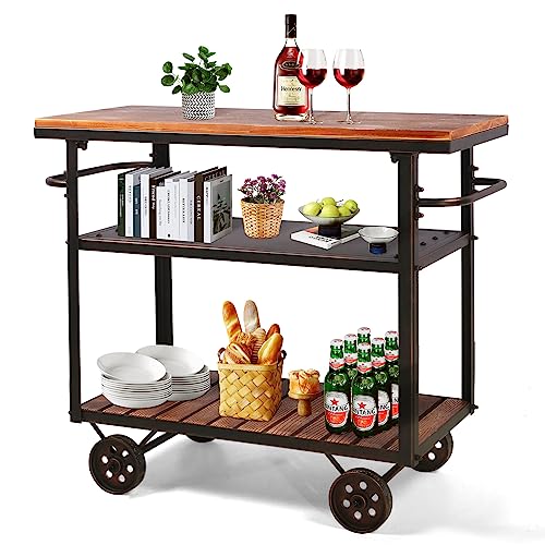 BOKKOLIK Farmhouse Mobiler Wagen mit Rädern für Zuhause, Küche, industrieller Rollwagen für Lebensmittel, Outdoor, Vintage, Holz und Metall, Design, Mehrzweckwagen im Büro, Kaffeehaus, 3 Etagen mit 2 BOKKOLIK Farmhouse Mobiler Wagen mit Rädern für Zuhause, Küche, industrieller Rollwagen für Lebensmittel, Outdoor, Vintage, Holz und Metall, Design, Mehrzweckwagen im Büro, Kaffeehaus, 3 Etagen mit 2 von BOKKOLIK