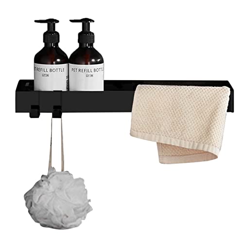 Shelf-Shower Caddy Edelstahl-Duschregal ohne Bohren, Duschregal zur Wandmontage mit Selbstklebendem Haken for Toilette, schwarz, 1 Etage 30 cm (Color : Black, Size : 1 Layer 30cm) von BOLAKA