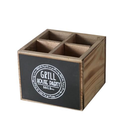 BOLTZE Grillbox GRILLHOUSE braun schwarz Holzbox mit 4 Fächern - GRILL HOUSE PARTY von BOLTZE