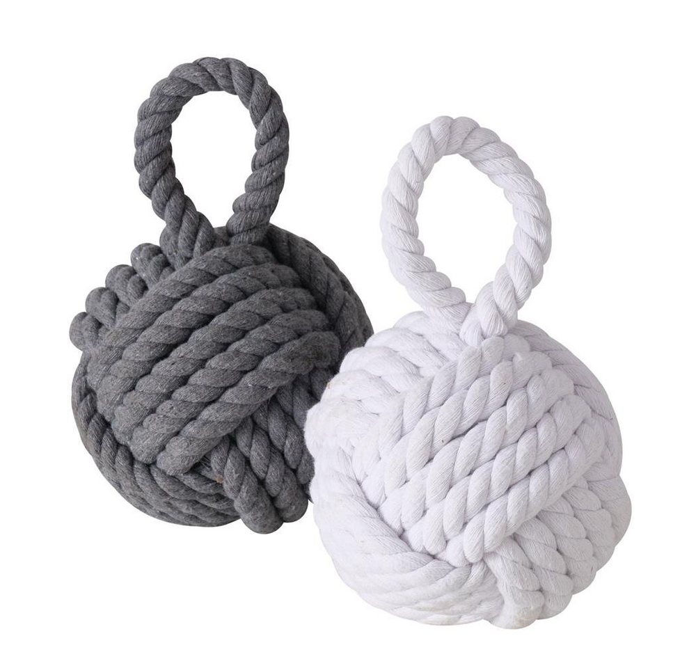 BOLTZE Türstopper Zuber als Knoten aus Jute, 2er Set (1x Grau, 1x Weiß) Maritimes Design von BOLTZE