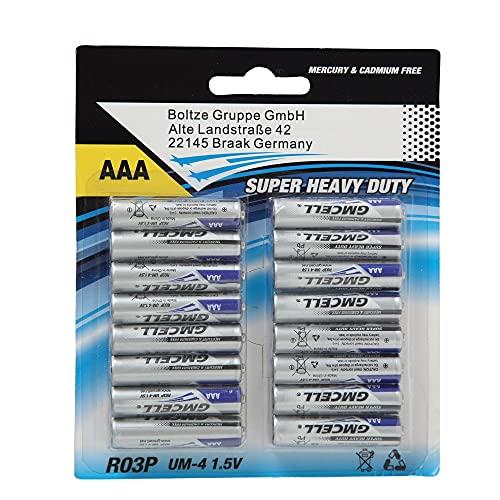 Batterie AAA 16tlg. 1,5V Farbmix Materialmix R03P Extra Heavy Duty Entladungszeit: 45 min. von BOLTZE