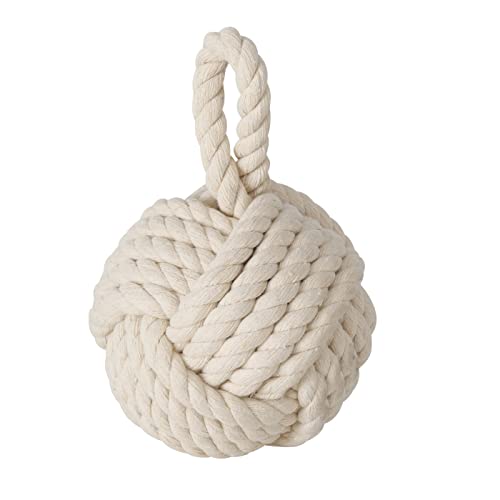 Boltze Türstopper Set Jute Knoten Natur Strick Kugel Stoff Boden 1,5 kg Gewicht mit praktischer Schlaufe (Creme) von BOLTZE