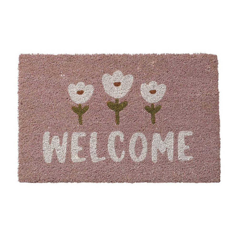 Fußmatte Fußmatte GARDENLOVE rosa weiss grün Welcome mit Blumen aus Kokos PVC 6, BOLTZE von BOLTZE