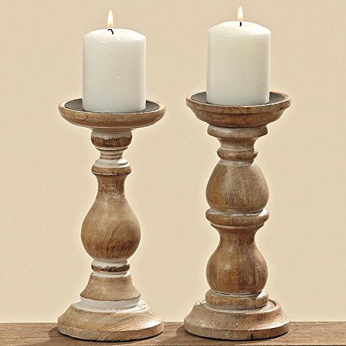 Kerzenständer Kerzenleuchter *Links* Leuchter Kerzen Holz - H22cm von BOLTZE