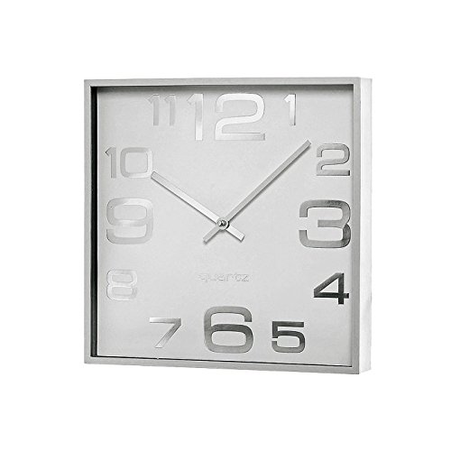 Wanduhr Uhr Küchenuhr Modern silber/weiß - 28x28cm von BOLTZE