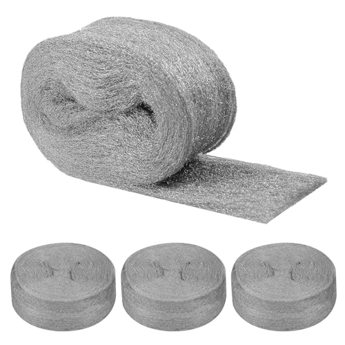 4 Rollen (8cm x 3.8m/Rolle) Stahlwolle Gegen Mäuse Mäuse 000 Stahlwolle Fein Gegen Nagetiere Steel Wool Für Löcher Und Wand Risse Von Haus, Lüftungsgitter Garage Garten Und Für Reinigen Und Polieren von BONGSHAKALAKA