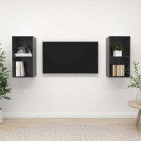 Bonnevie - 2 Stk. TV-Möbel, TV-Lowboards - TV-Schränke für das Wohnzimmer,TV-Wandschränke Hochglanz-Grau Holzwerkstoff -FV31738 - Grau von BONNEVIE