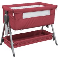 Babybett mit Matratze Rot Leinenstoff vidaXL484072 von BONNEVIE