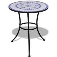 Bonnevie - Bistrotisch Bartisch Gartentisch - Blau und Weiß 60 cm Mosaik BV575686 von BONNEVIE