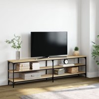 Bonnevie - Moderne TV-Möbel, TV-Lowboard TV-Schrank für das Wohnzimmer Sonoma-Eiche 180x30x50 cm Holzwerkstoff und Metall -FV75967 - Braun von BONNEVIE