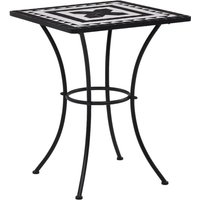 Bonnevie - Mosaik-Bistrotisch Bartisch Gartentisch - Schwarz und Weiß 60 cm Keramik BV472351 von BONNEVIE