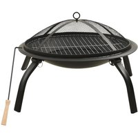 2-in-1 Feuerstelle und Grill mit Schürhaken 56x56x49 cm Stahl vidaXL87721 von BONNEVIE