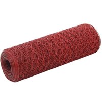 Bonnevie - Drahtzaun Stahl,Maschendrahtzaun mit PVC-Beschichtung 25x0,5 m Rot vidaXL von BONNEVIE