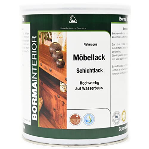 BORMA Möbellack Schichtlack Holzlack auf Wasserbasis 1 Liter - Matt (Matt) von BORMA