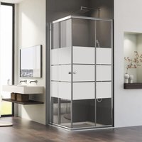 Eckeinstieg Duschkabine Schiebetür 80x80x185cm Doppel Schiebetüren Gestreift Duschwand Duschabtrennung Dusche mit 5mm esg Sicherheitsglas Glas, Eckeinstieg Duschkabine Schiebetür 80x80x185cm Doppel Schiebetüren Gestreift Duschwand Duschabtrennung Dusche mit 5mm esg Sicherheitsglas Glas, von BOROMAL