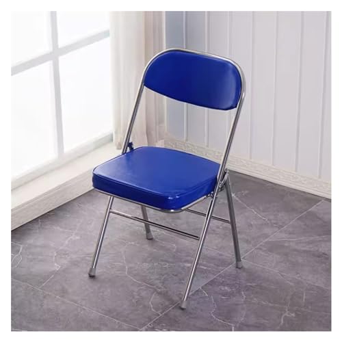 Weißer Stuhl Klappbar Stapelstuhl Leder Gepolstert Stapelbare Stühle Klappstuhl Faltbar Küche Schwarz Klapphocker Mit Lehne (Farbe : Blau A, Size : 1 Set) von BORSAD