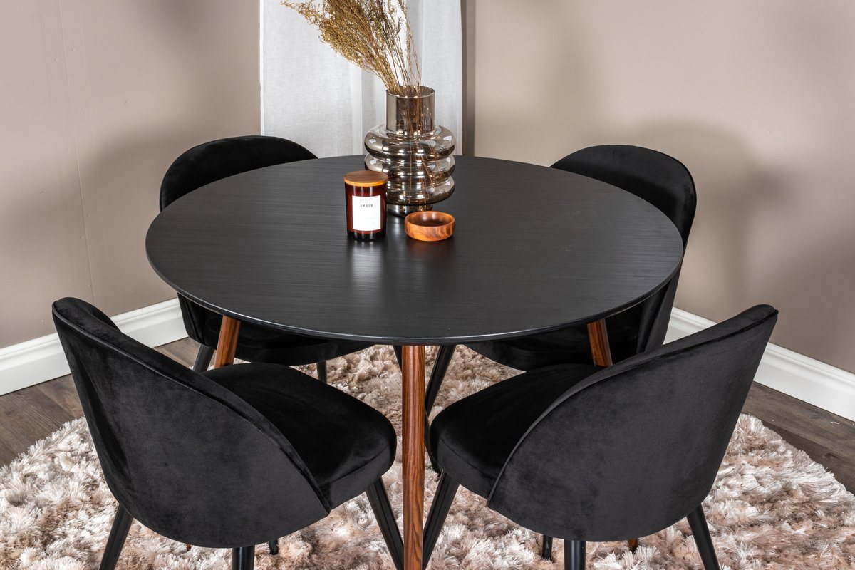 BOURGH Esstisch PLAZA runder Esstisch - Esszimmer Tisch ⌀100cm in schwarz von BOURGH