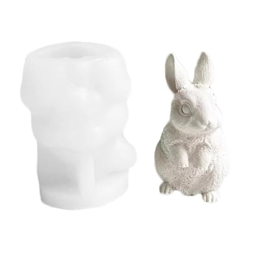 BOWTONG Kaninchen Kerze Form 3D Ostern Kaninchen Kerze Silikon Form Gips Dekoration Kaninchen Form Ornamente, 1pc, Sitzender Hase von BOWTONG