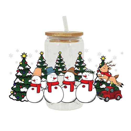 Schneemann Tasse Aufkleber UV DTF Weihnachten Tasse Transfer Aufkleber Rub On Transfers für Möbel Dekorative Basteln Aufkleber von BOWTONG