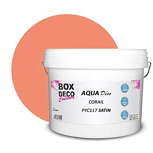 BOX DECO COULEURS Aqua Déco Acrylfarbe, Satinoptik, 10 l/100 m², Korallenrosa von BOX DECO COULEURS