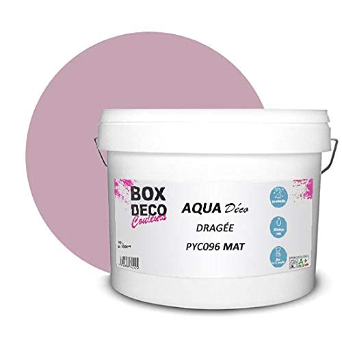 BOX DECO COULEURS Aqua Déco Acrylfarbe, matt, 10 l, Rosa Dragée von BOX DECO COULEURS