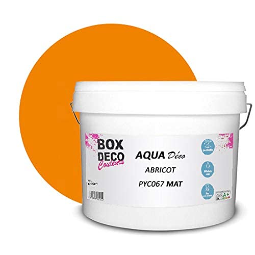 BOX DECO COULEURS Aqua Déco Acrylfarbe, matt, 10 l, apricot Orange von BOX DECO COULEURS