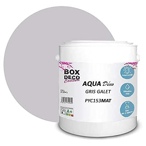 BOX DECO COULEURS Aqua Déco Acrylfarbe, matt, 2,5 l, Kieselgrau von BOX DECO COULEURS