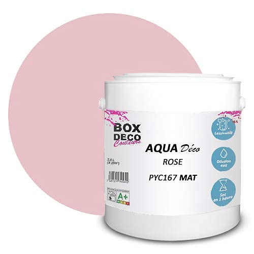 BOX DECO COULEURS Aqua Déco Acrylfarbe, matt, 2,5 l/25 m², Rosa von BOX DECO COULEURS