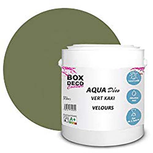 BOX DECO COULEURS Aqua Déco Acrylfarbe Samt-Optik 2,5 l, Khaki von BOX DECO COULEURS