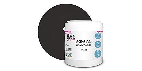 BOX DECO COULEURS Aqua Déco 2,5 Liter Acrylfarbe Satin Optik Wandfarbe Schwarz Puder von BOX DECO COULEURS