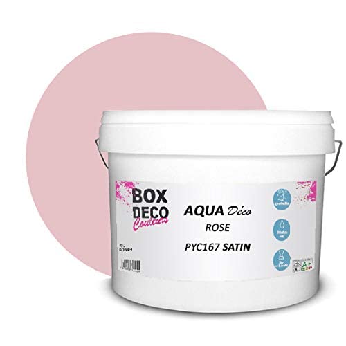 BOX DECO COULEURS Aqua Déco Acrylwandfarbe Satin-Optik - 10 l/100 m², Rosa von BOX DECO COULEURS