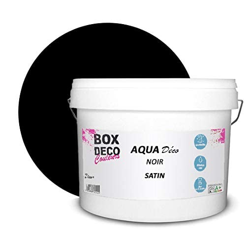 BOX DECO COULEURS Aqua Déco Acrylwandfarbe Satin-Optik 10L/100m² schwarz von BOX DECO COULEURS