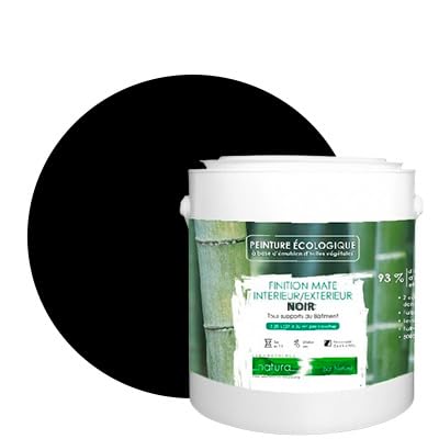 Natura Eco-Friendly Interior Exterior Matte Look Natural Paint - 2.5L / 33m² [Energieklasse A+], Schwarz von BOX DECO COULEURS