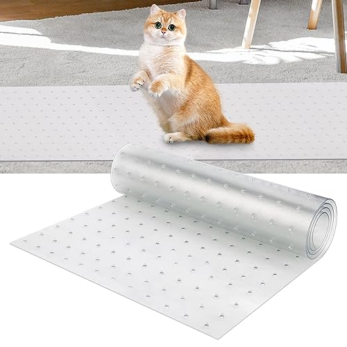 Bodenschutzmatte Teppich, 1,12m Teppichschutzmatte für Haustiere Anti-Kratzer Kunststoff Teppichläufer mit Spikes einfach zu Schneiden Katzenkratzteppich um Ihr Haus Sauber zu Halten DIY von BOXOB