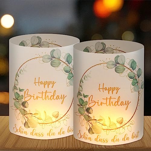 12 Windlicht Tischdeko Geburtstag, Happy Birthday Deko, Tisch Birthday Decorations, Geburtstagsdeko Frau Mann Mädchen Junge Kinder, Geeignet für Teelichter oder Kerzen von BOYATONG