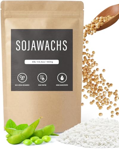 BOYUJK Sojawachs für Kerzen 1.8kg, Premium Natürlich Kerzenwachs, 100% Sojawachs für die Kerzenherstellung aus biologischem Anbau, ohne Zusatzstoffe, Harmlos und Rein von BOYUJK