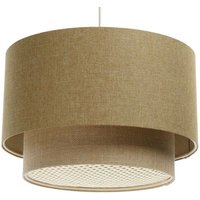 061-128-40 Hängeleuchte boho elegant E27 1x40W Stoff strukturiert auf PVC-Kunststoff, mit Rattan Diffusor braun H:96cm Ø40cm dimmbar - Bps Koncept von BPS KONCEPT