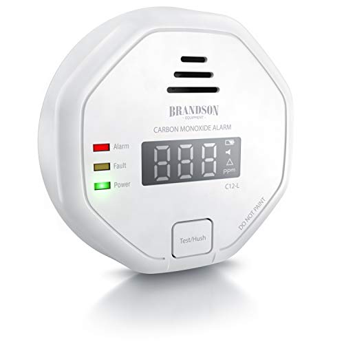 Brandson - Kohlenmonoxid-Melder, Kohlenmonoxid-Warnmelder, CO-Melder, CO-Warnmelder mit LCD-Display und Batterie für 7-10 Jahre, 85 dB Alarm, Weiß von Brandson