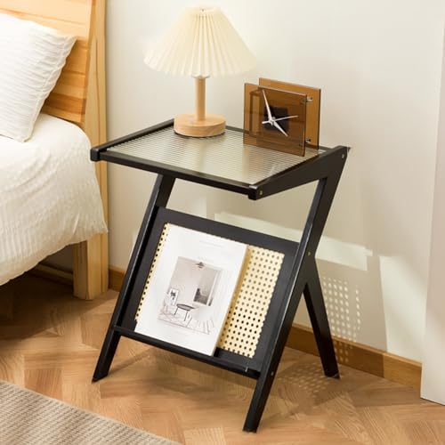 Schlafzimmer Nachttisch Side Table Bedroom Offenem Regal Nachtkommode Nachtschrank Beistelltisch Couchtisch Sofatisch für Schlafzimmer Wohnzimmer Beistelltisch Sofatisch Kaffeetisch(Color:Nero,Size:45 von BRCYKRWY