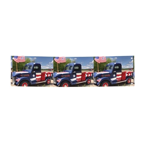4. Juli Patriotische Trucks Halloween bedruckte Banner, für drinnen und draußen, Feiertagsparty-Banner, hängende Banner von BREAUX