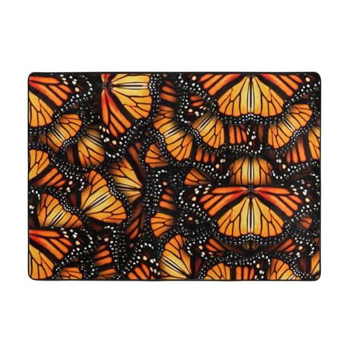 BREAUX Heaps of Orange Monarch Butterflies rutschfeste Bodenmatte, Waschlappen, 203,2 x 147,3 cm, für Zuhause, Schlafzimmer, Wohnzimmer, Büro von BREAUX