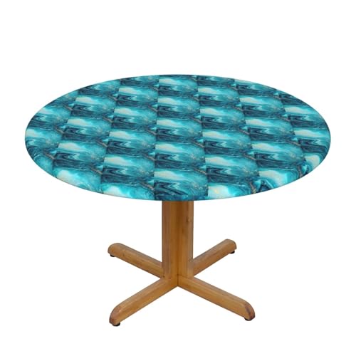 BREAUX Runde Tischdecke aus Marmor in Steinblau, Gold, geeignet für Restaurants, Outdoor, Küche, Bankette und Versammlungen von BREAUX