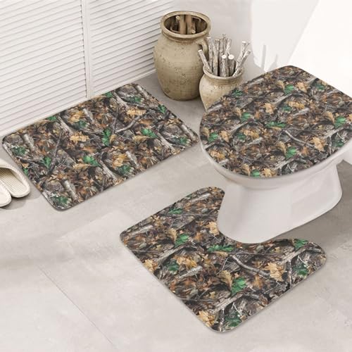 Cold Tree Camouflage rutschfeste Bodenmatte Badezimmermatten-Set 3-teilig Teppich Toilettenbezug Abdeckung Bodenmatte Anti-Rutsch-Matte von BREAUX