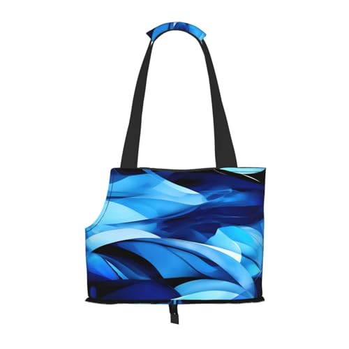Tragbare Umhängetasche für Haustiere, abstrakt, blau, faltbar, 34 x 15 x 26 cm. von BREAUX